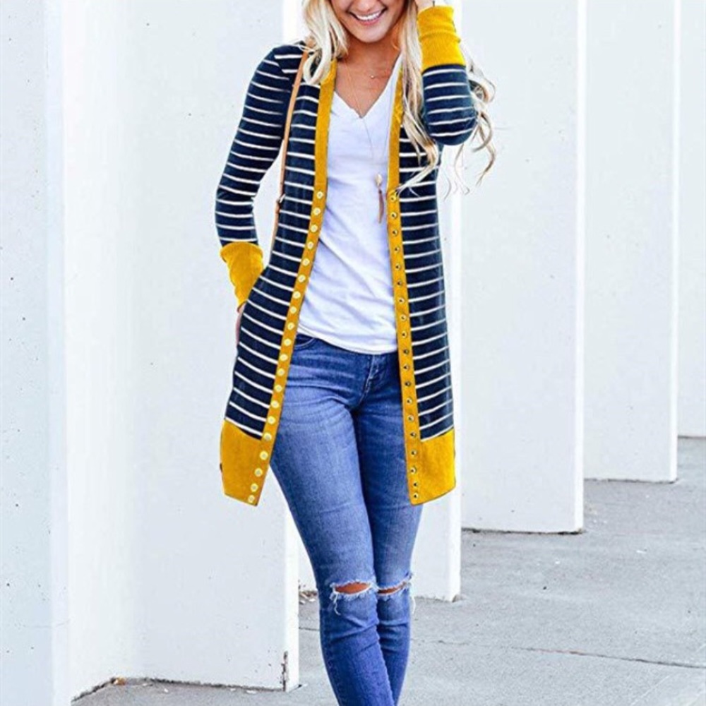 STRIPE ME HAPPY Button cardigan ADORABLE L